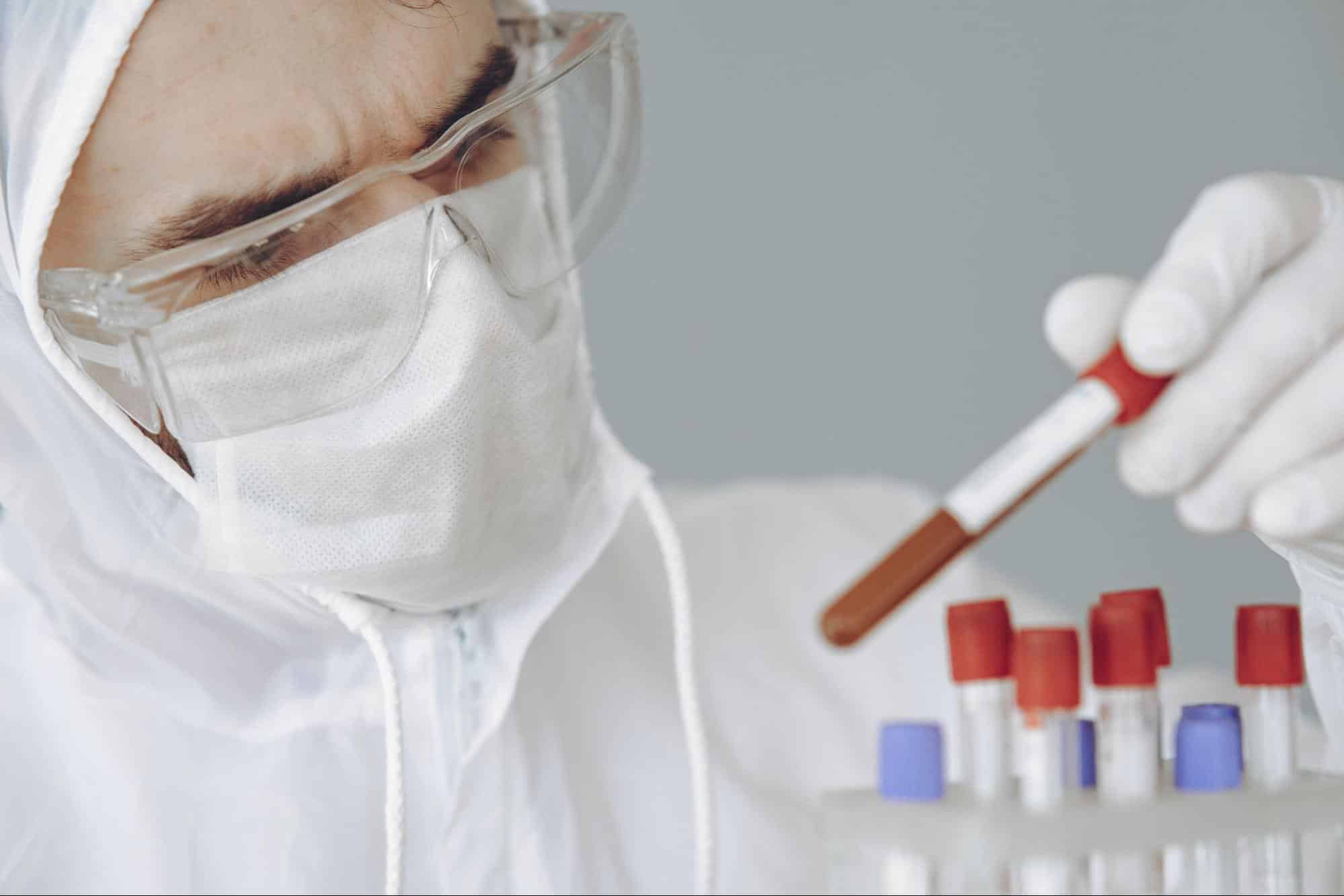 Chemist wearing protective glasses